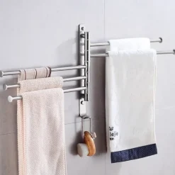 Bathroom Towel Rack Rotatable Activity Towel Bar Stainless Steel Brushed Bathroom Storage Towel Rack