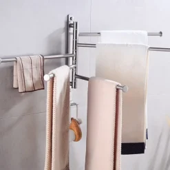 Bathroom Towel Rack Rotatable Activity Towel Bar Stainless Steel Brushed Bathroom Storage Towel Rack