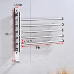 Bathroom Towel Rack Rotatable Activity Towel Bar Stainless Steel Brushed Bathroom Storage Towel Rack