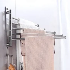 Bathroom Towel Rack Rotatable Activity Towel Bar Stainless Steel Brushed Bathroom Storage Towel Rack
