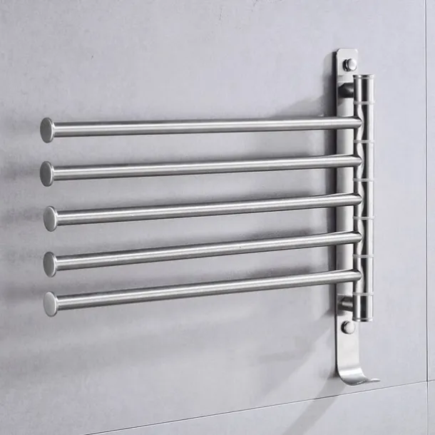 Bathroom Towel Rack Rotatable Activity Towel Bar Stainless Steel Brushed Bathroom Storage Towel Rack