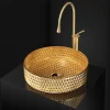 Bathroom Vessel Sink Round Contemporary Plating Glass Vessel Sink And Chrome Finish Waterfall Faucet Combo