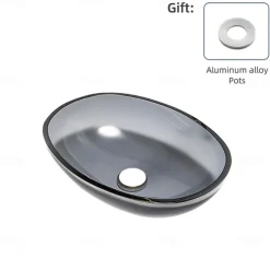 Bathroom Vessel Sink Tempered Glass Wash Basin Bowl Above Counter Art Vessel Sink with Water Drop Faucets and Pop-Up Drain