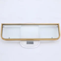 Bathroom Wall Mounted Single Layer Rectangle Glass Shelf Antique Brass Finish Bathroom Storage Bathroom Accessories Holder