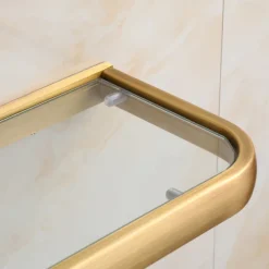 Bathroom Wall Mounted Single Layer Rectangle Glass Shelf Antique Brass Finish Bathroom Storage Bathroom Accessories Holder