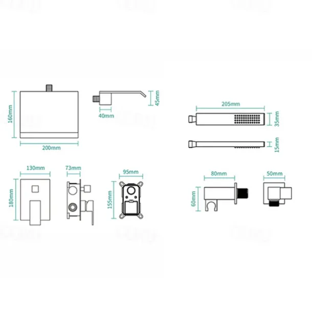 Bathtub Faucet - Contemporary Chrome Wall Installation Ceramic Valve Bath Shower Mixer Taps