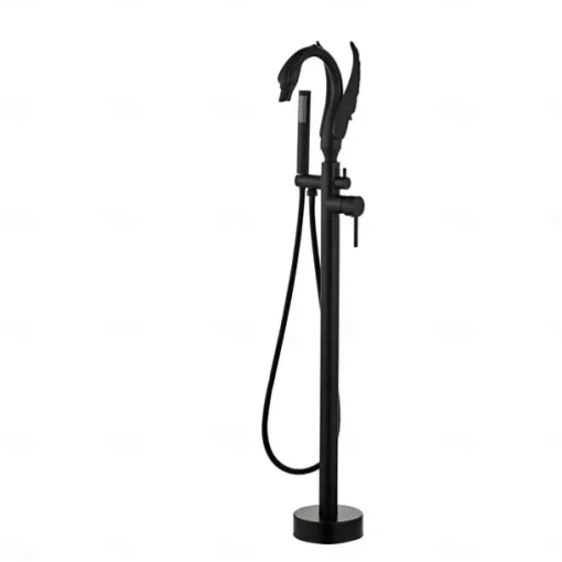 Bathtub Faucet - Contemporary Chrome Floor Mounted Ceramic Valve Bath Shower Mixer Taps