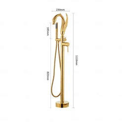 Bathtub Faucet - Contemporary Chrome Floor Mounted Ceramic Valve Bath Shower Mixer Taps