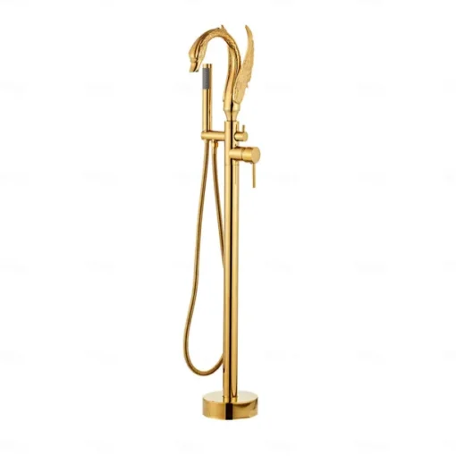Bathtub Faucet - Contemporary Chrome Floor Mounted Ceramic Valve Bath Shower Mixer Taps