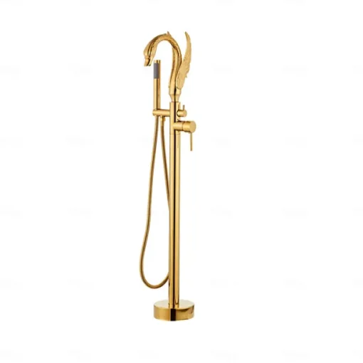 Bathtub Faucet - Contemporary Chrome Floor Mounted Ceramic Valve Bath Shower Mixer Taps