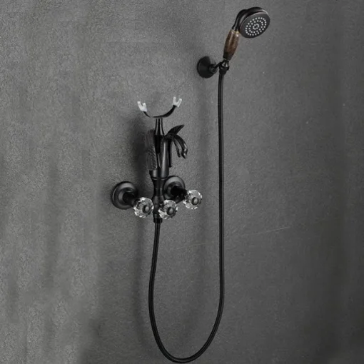 Bathtub Faucet - Contemporary Antique Brass Wall Installation Brass Valve Bath Shower Mixer Taps