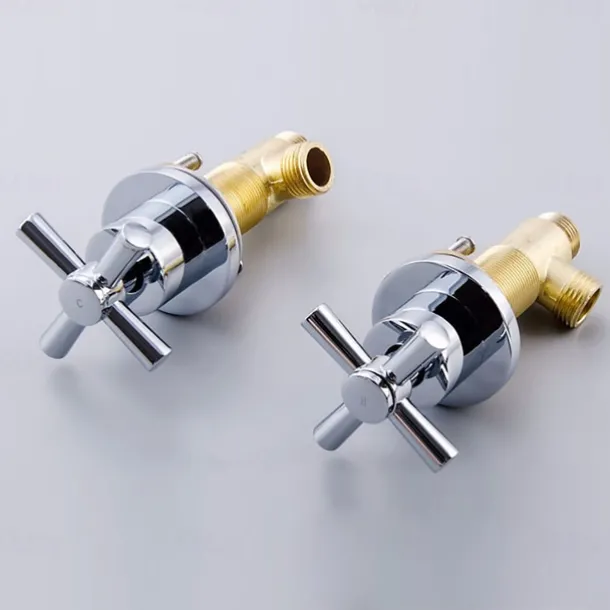 Bathtub Faucet 5 Hole Bathroom Tub Taps Deck Mounted, 3 Handle Sink Mixer Hot and Cold Bathroom Shower Faucets with Handshower Handheld Tap