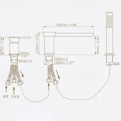 Bathtub Faucet -3 Holes Waterfall Bathtub Mixer Tap Chrome Bathroom Shower Faucet