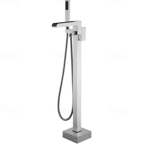 Bathtub Faucet - Minimalist Electroplated Free Standing Brass Valve Bath Shower Mixer Taps