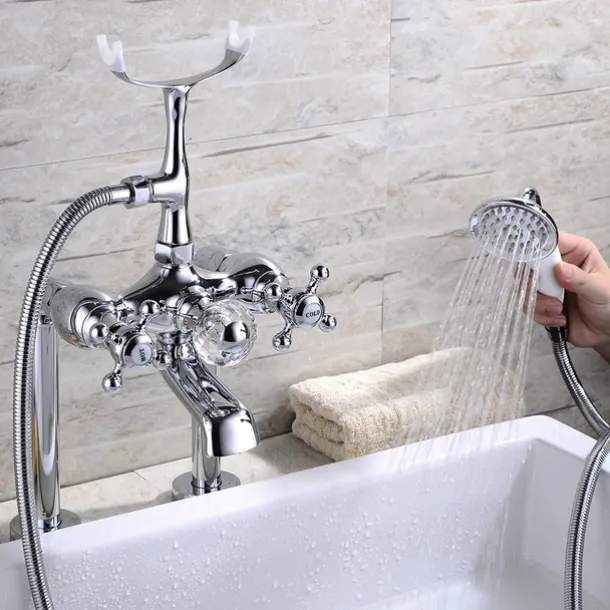 Bathtub Faucet - Modern Contemporary Electroplated Roman Tub Ceramic Valve Bath Shower Mixer Taps