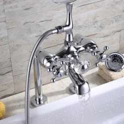 Bathtub Faucet - Modern Contemporary Electroplated Roman Tub Ceramic Valve Bath Shower Mixer Taps