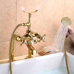 Bathtub Faucet - Modern Contemporary Electroplated Roman Tub Ceramic Valve Bath Shower Mixer Taps