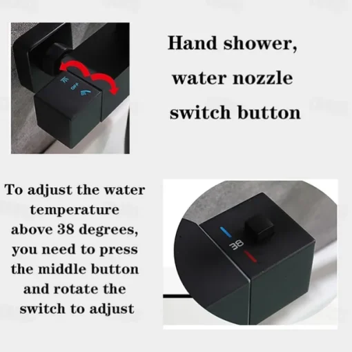 Bathtub Faucet Black Wall Mounted, Bathroom Faucet Bath Roman Tub Filler Mixer Tap Brass, 2 Hole Sprayer with Cold Hot Water Hose