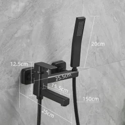 Bathtub Faucet Dual Spout Wall Mounted, Bath Tub Filler Mixer Brass Tap with Heldhand Showerhand, Ceramic Valve Single Handle Control