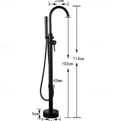 Bathtub Faucet Floor Mount Freestanding Bath Tub Filler Mixer Taps Brass, 360 Swivel High Arc Spout Standing Shower Clawfoot Tub with Handheld Shower Mixer Taps