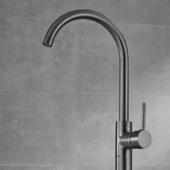 Bathtub Faucet Gun Grey Contemporary Electroplated Free Standing Ceramic Valve Bath Shower Mixer Taps