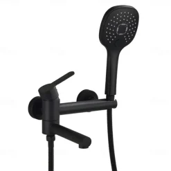 Bathtub Faucet Wall Mounted Black, 3 Spout Bathroom Faucet Bath Roman Tub Filler Mixer Tap Brass with 2 Sprayer Bidet Sprayer