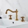 Bathtub Faucet,Antique Brass Widespread Roman Tub Two Handles Three Holes Bath Taps wiith Hot and Cold Switch