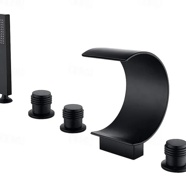 Bathtub Faucet,Modern Style Brass Contemporary Oil-rubbed Bronze Roman Tub Ceramic Valve Waterfall Bath Shower Mixer Taps with Hot and Cold Switch