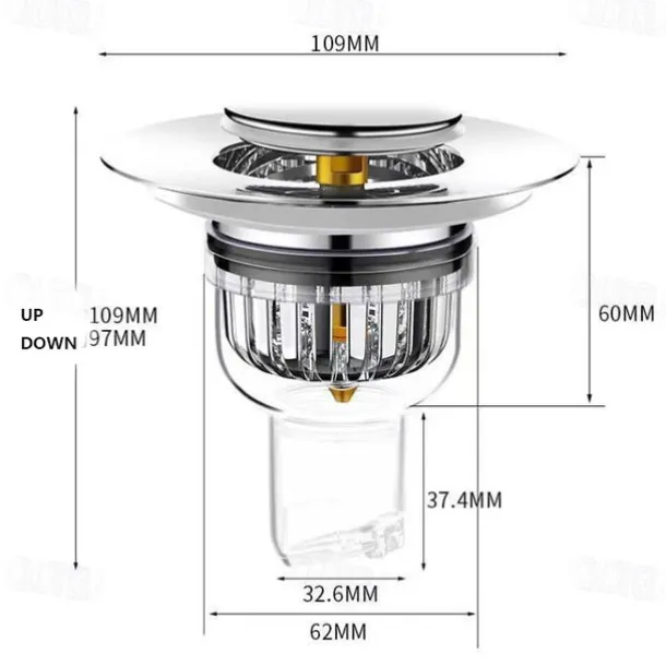 Bathtub Stopper Shower Drain Hair Catcher, Pop-up Tub Stopper with Strainer Bathroom Drain Plug Drain Protector for 1-1/2 to 1-3/4" Bath Drain Hole