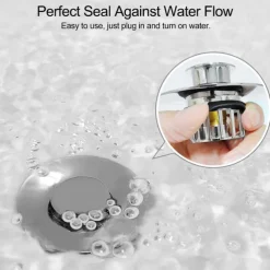 Bathtub Stopper Shower Drain Hair Catcher, Pop-up Tub Stopper with Strainer Bathroom Drain Plug Drain Protector for 1-1/2 to 1-3/4