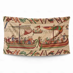 Bayeux Medieval Tapestry Middle Age Tapestry Wall Art Large Tapestry Mural Decor Photograph Backdrop Blanket Curtain Home Bedroom Living Room Decoration