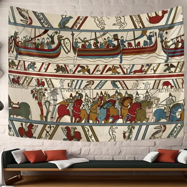 Bayeux Medieval Tapestry Middle Age Tapestry Wall Art Decor Photograph Backdrop Blanket Curtain Home Bedroom Living Room Decoration