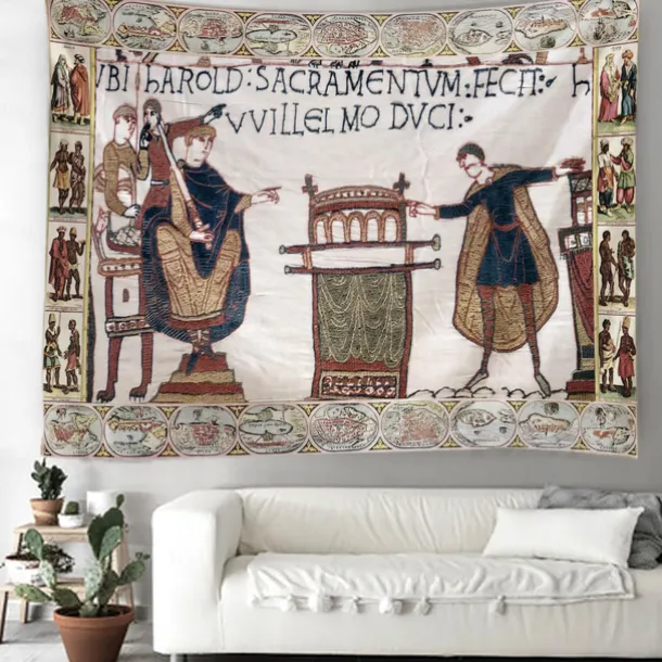 Bayeux Medieval Tapestry Middle Age Tapestry Wall Art Decor Photograph Backdrop Blanket Curtain Home Bedroom Living Room Decoration