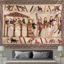 Bayeux Medieval Tapestry Middle Age Tapestry Wall Art Decor Photograph Backdrop Blanket Curtain Home Bedroom Living Room Decoration