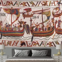 Bayeux Medieval Tapestry Middle Age Tapestry Wall Art Decor Photograph Backdrop Blanket Curtain Home Bedroom Living Room Decoration