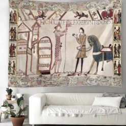 Bayeux Medieval Tapestry Middle Age Tapestry Wall Art Decor Photograph Backdrop Blanket Curtain Home Bedroom Living Room Decoration