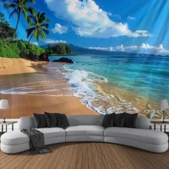 Beach Island Hanging Tapestry Wall Art Large Tapestry Mural Decor Photograph Backdrop Blanket Curtain Home Bedroom Living Room Decoration