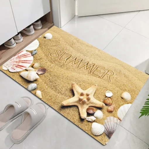 Beach Starfish Beach Collection Pattern Flannel Fabric Print Home Entrance Mattress Bathroom Mattress Mattress