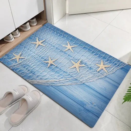 Beach Starfish Beach Collection Pattern Flannel Fabric Print Home Entrance Mattress Bathroom Mattress Mattress