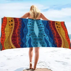 Beach Towel 100% Micro Fiber Mandala Series Oversized Beach Towel, 35"x70", Large Swim Towel for Teens Adults, Quick-Dry, Absorbent, Soft, Versatile for Travel, Bath and Pool 80x160cm