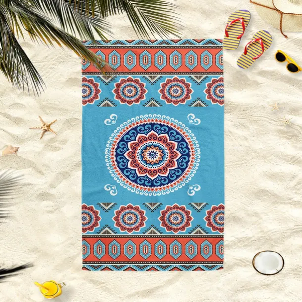 Beach Towel 100% Micro Fiber Mandala Series Oversized Beach Towel, 35"x70", Large Swim Towel for Teens Adults, Quick-Dry, Absorbent, Soft, Versatile for Travel, Bath and Pool 80x160cm