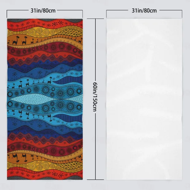 Beach Towel 100% Micro Fiber Mandala Series Oversized Beach Towel, 35"x70", Large Swim Towel for Teens Adults, Quick-Dry, Absorbent, Soft, Versatile for Travel, Bath and Pool 80x160cm