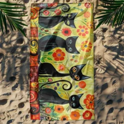 Beach Towel Black Cat 100% Micro Fiber Oversized Beach Towel, 35