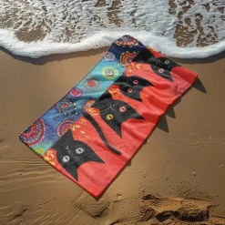 Beach Towel Black Cat 100% Micro Fiber Oversized Beach Towel, 35