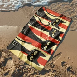 Beach Towel Black Cat 100% Micro Fiber Oversized Beach Towel, 35