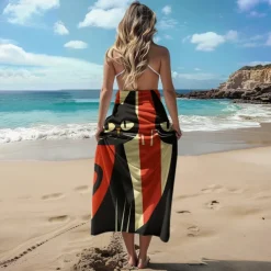 Beach Towel Black Cat 100% Micro Fiber Oversized Beach Towel, 35