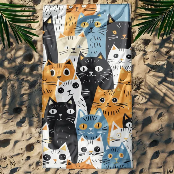 Beach Towel Black Cat 100% Micro Fiber Oversized Beach Towel, 35"x70", Large Swim Towel for Teens Adults, Quick-Dry, Absorbent, Soft, Versatile for Travel, Bath and Pool