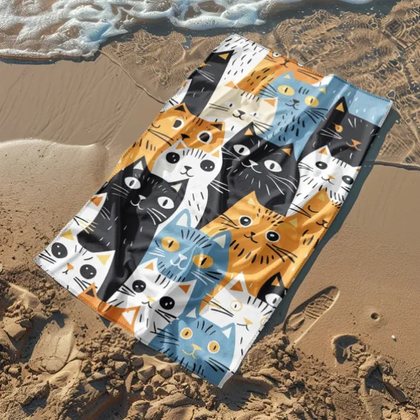 Beach Towel Black Cat 100% Micro Fiber Oversized Beach Towel, 35"x70", Large Swim Towel for Teens Adults, Quick-Dry, Absorbent, Soft, Versatile for Travel, Bath and Pool