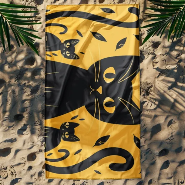 Beach Towel Black Cat 100% Micro Fiber Oversized Beach Towel, 35"x70", Large Swim Towel for Teens Adults, Quick-Dry, Absorbent, Soft, Versatile for Travel, Bath and Pool
