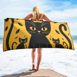 Beach Towel Black Cat 100% Micro Fiber Oversized Beach Towel, 35